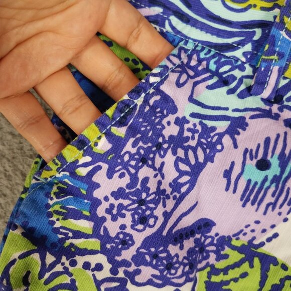 Lilly Pulitzer Callahan Short Women's 00 Chino Mini Floral Paisley Beach Purple - Picture 4 of 13